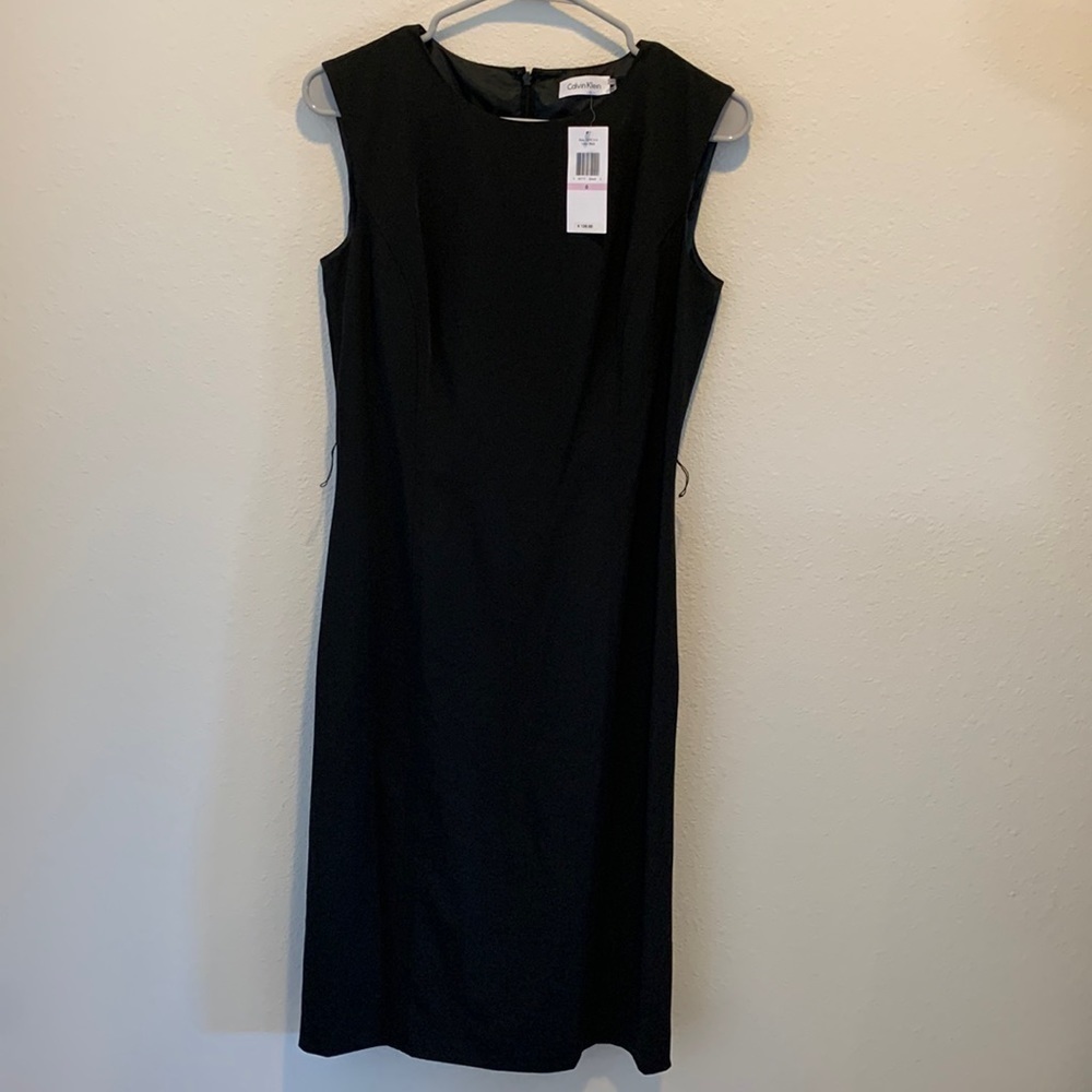 Nwt Calvin Klein Womens Black Sleek A-Line Dress. Us Size 6.